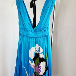 bebe Turquoise Halter Dress with Black Strap